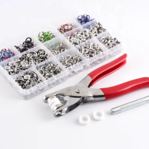 Pliers Press Tool Kit box with 200 Sets 10 Color Children's Button