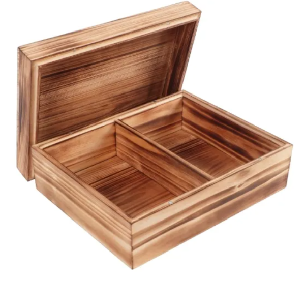 Wooden Storage Box with Divider